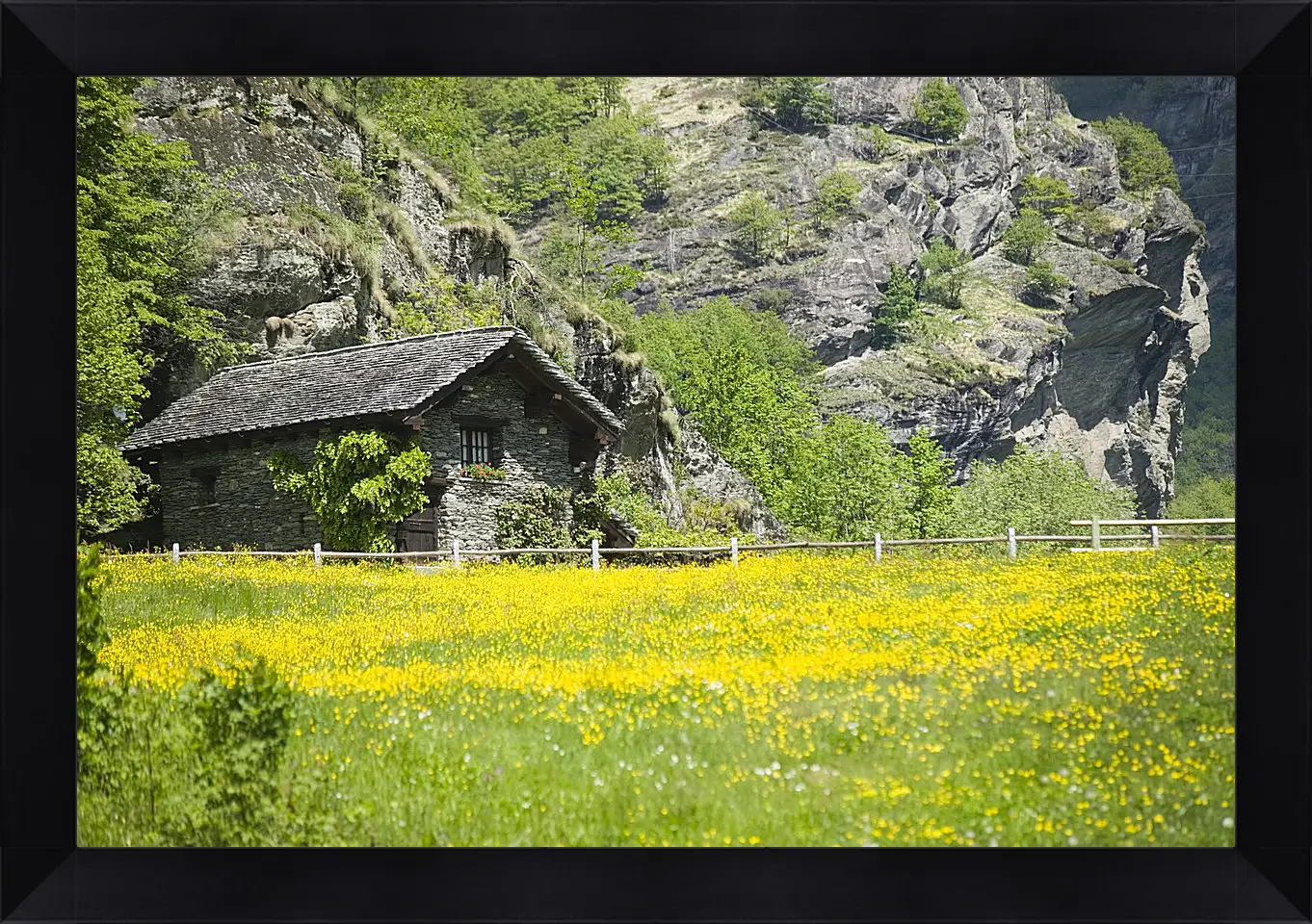 Картина в раме - Домик в горах
