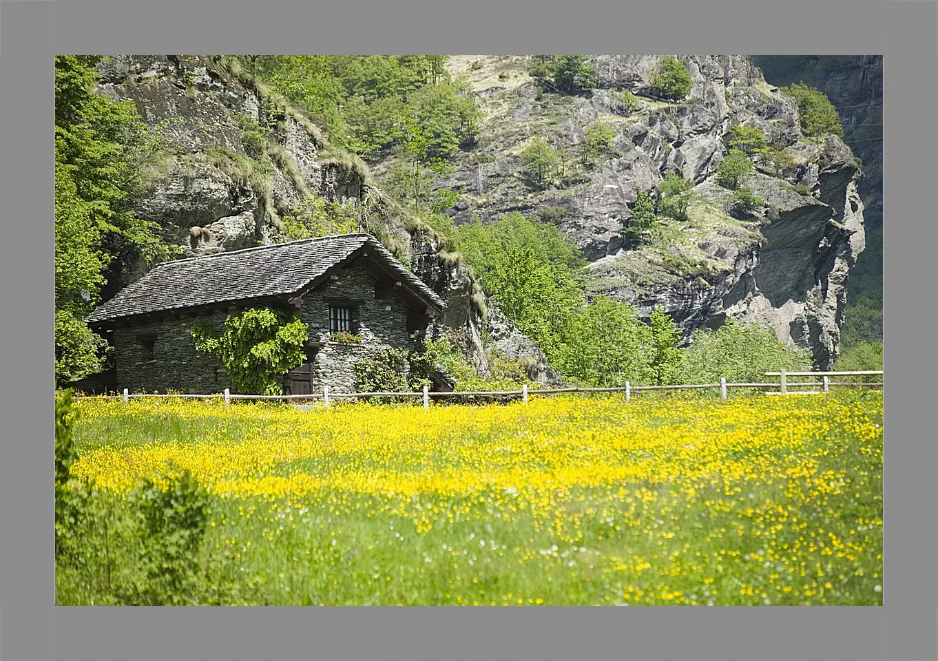 Картина в раме - Домик в горах
