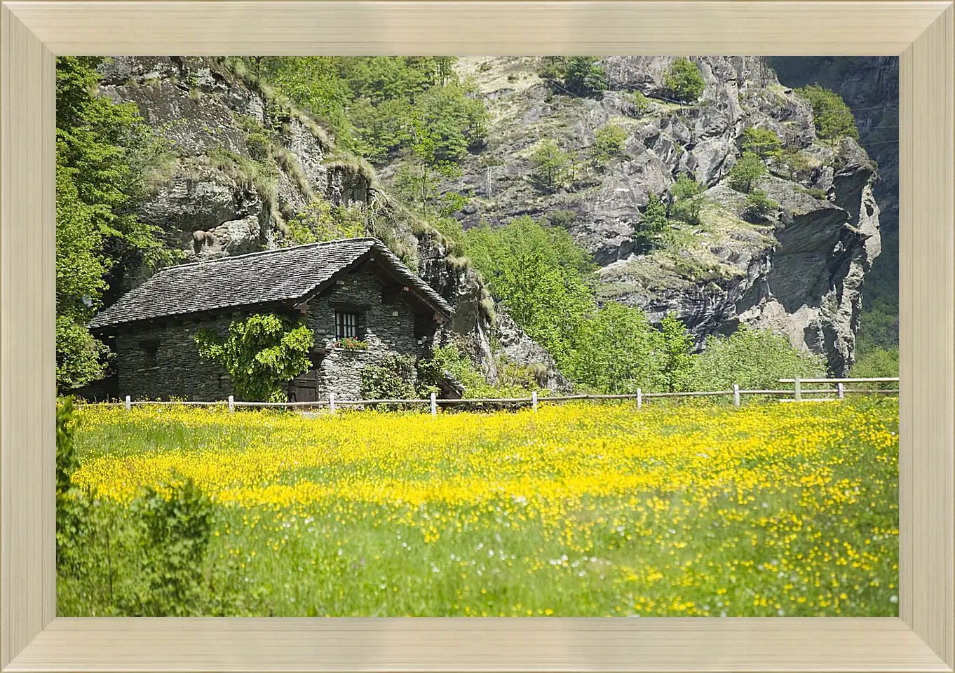 Картина в раме - Домик в горах
