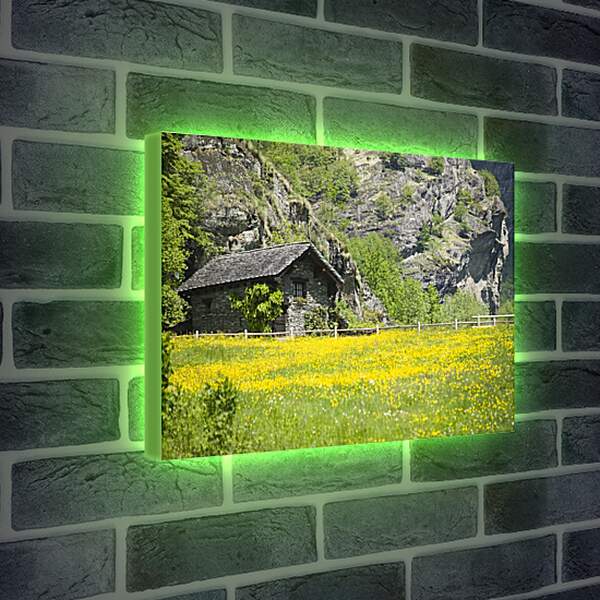 Лайтбокс световая панель - Домик в горах
