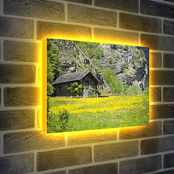 Лайтбокс световая панель - Домик в горах
