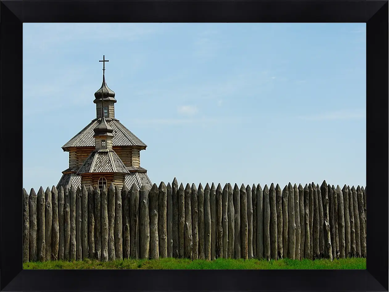 Картина в раме - Деревянная церковь Украина
