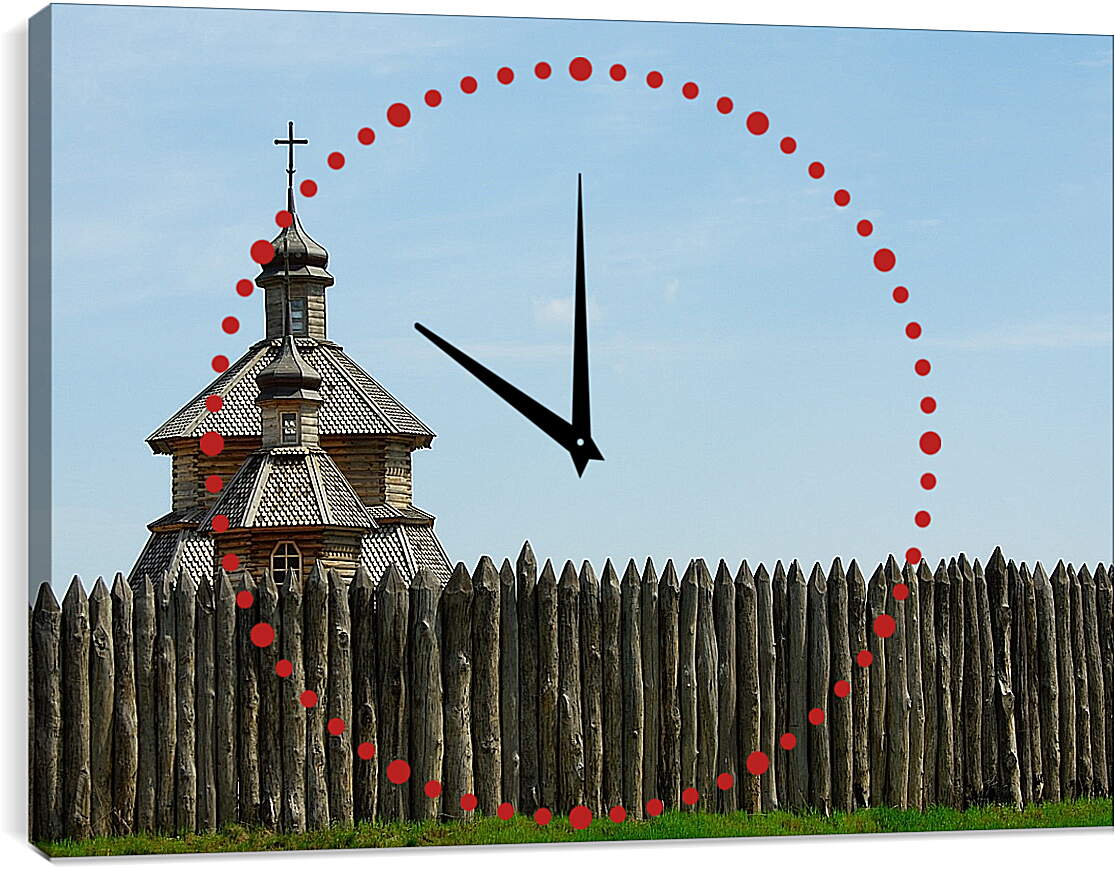 Часы картина - Деревянная церковь Украина
