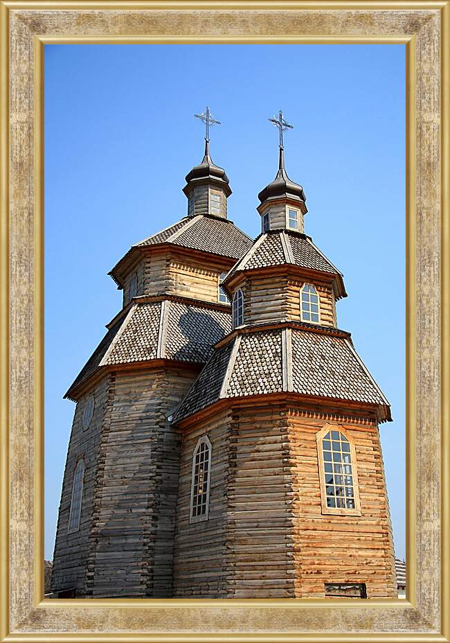 Картина в раме - Деревянная церковь Украина
