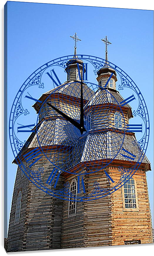 Часы картина - Деревянная церковь Украина
