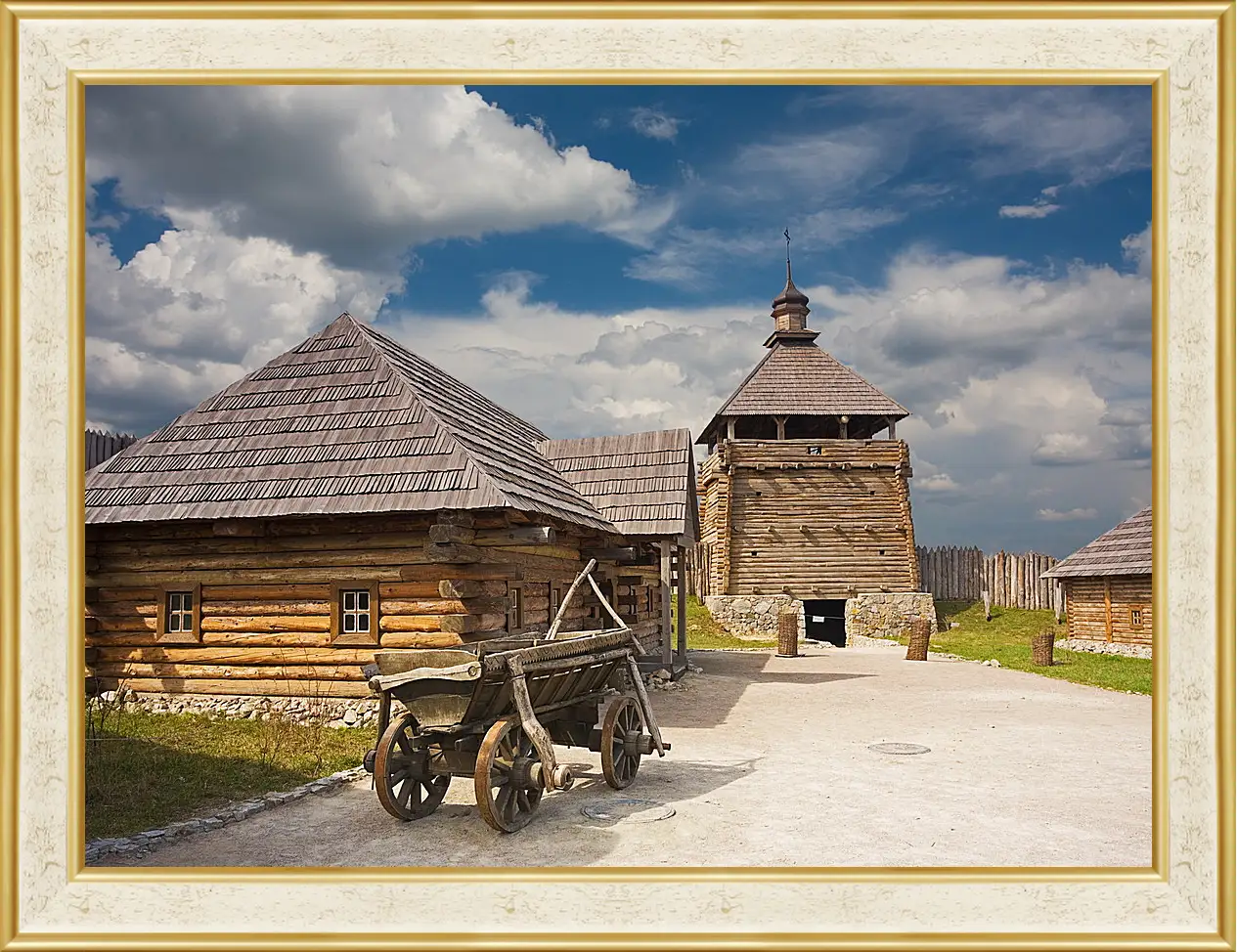 Картина в раме - Церковный дворик
