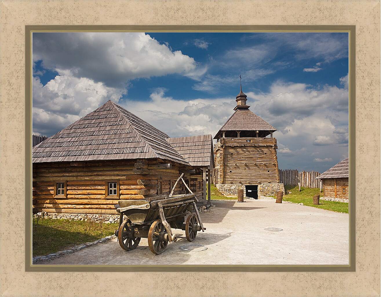 Картина в раме - Церковный дворик
