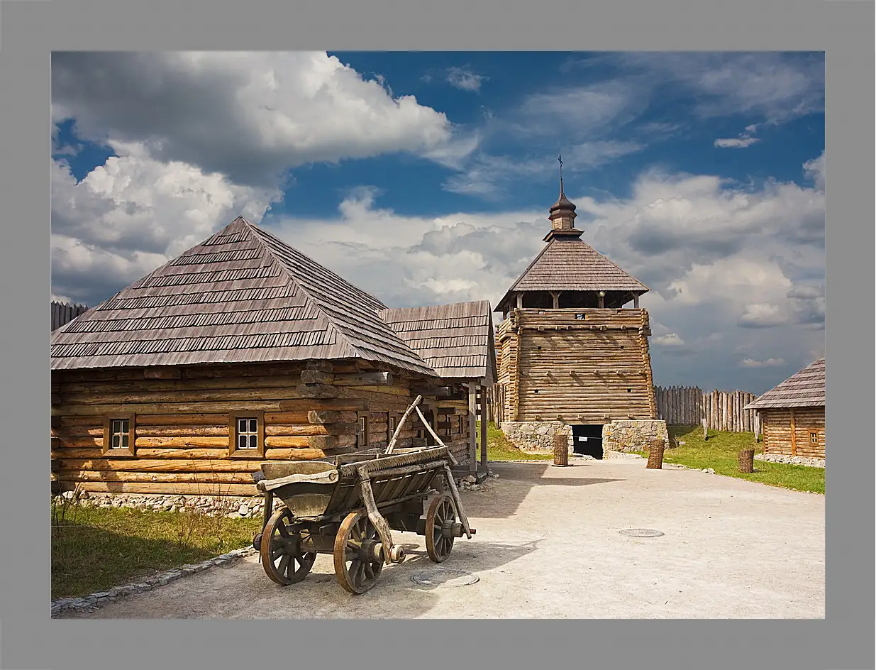 Картина в раме - Церковный дворик
