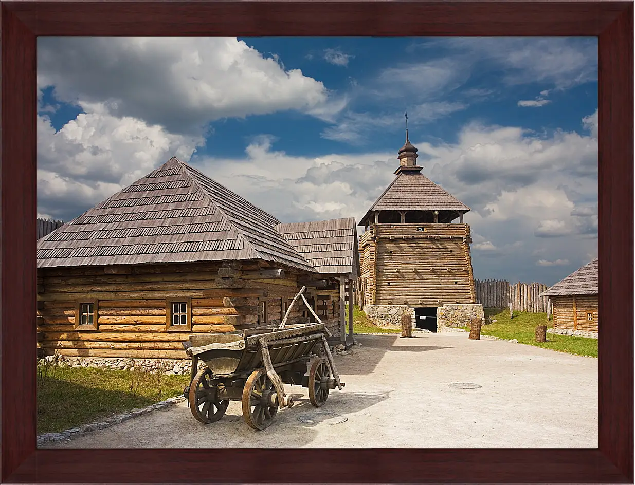 Картина в раме - Церковный дворик
