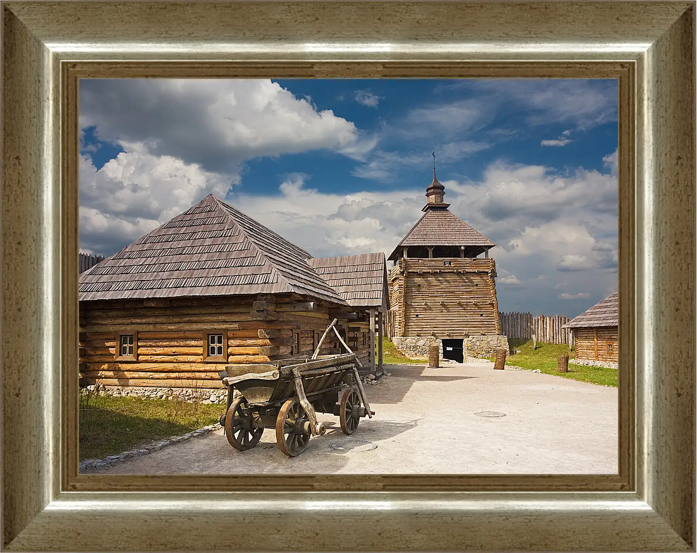 Картина в раме - Церковный дворик
