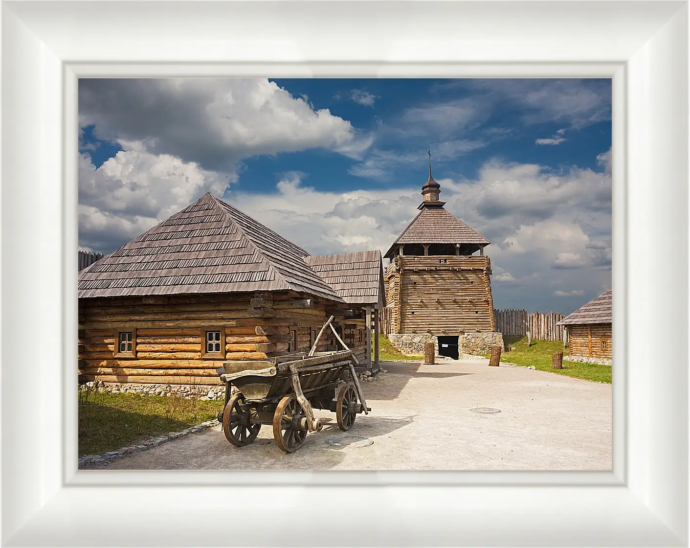 Картина в раме - Церковный дворик
