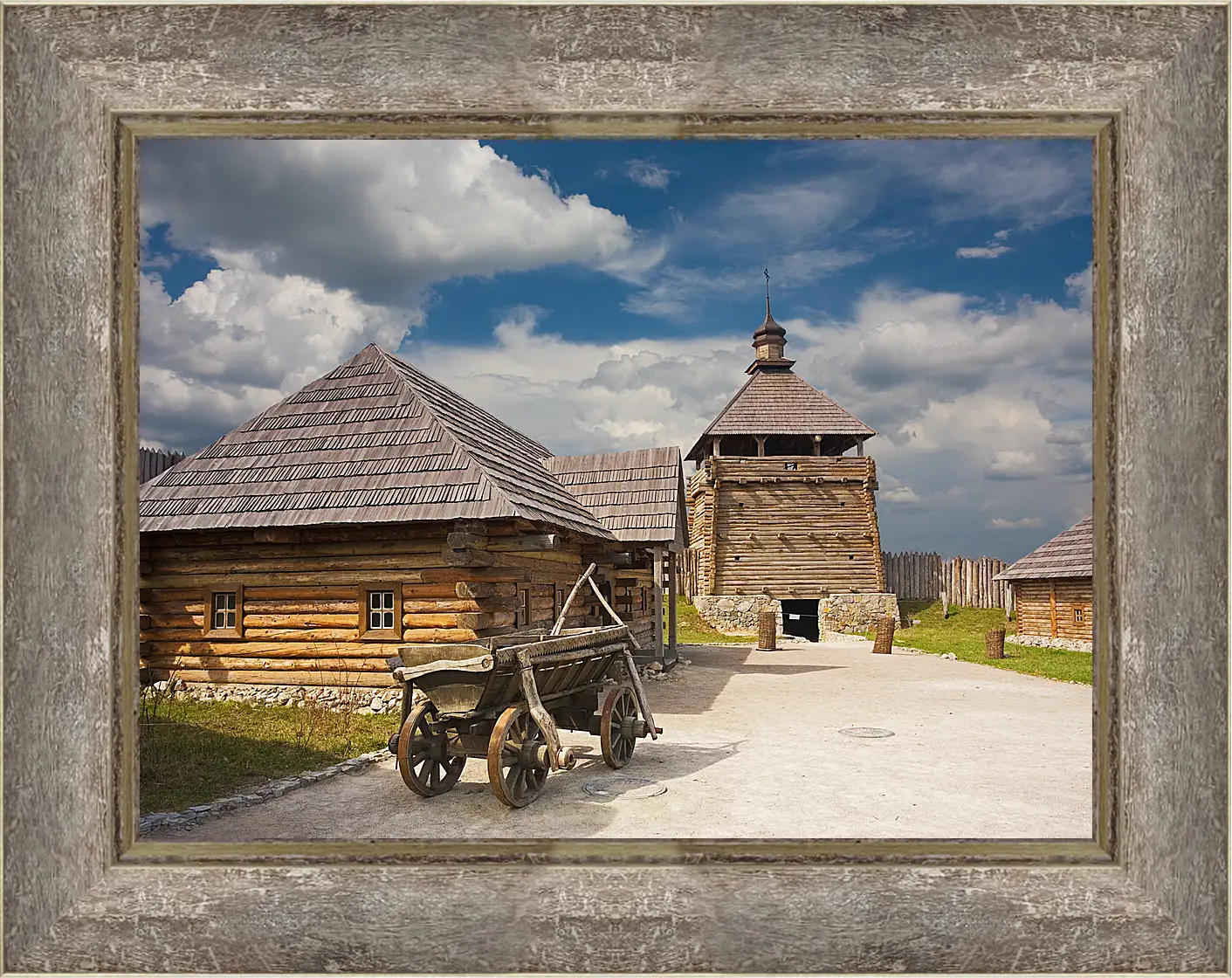 Картина в раме - Церковный дворик
