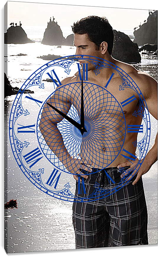 Часы картина - Мужчина на побережье