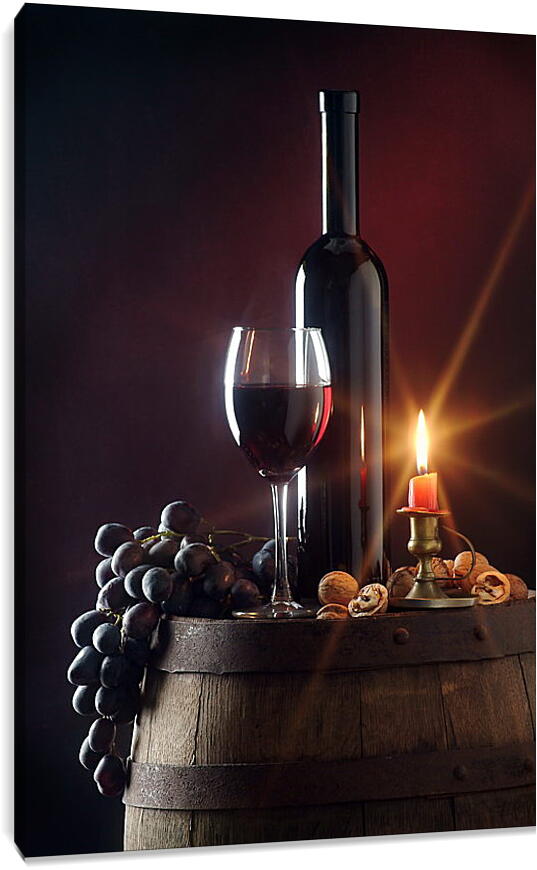 Постер и плакат - Красное вино и свеча