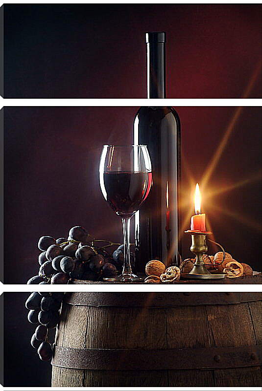 Модульная картина - Красное вино и свеча