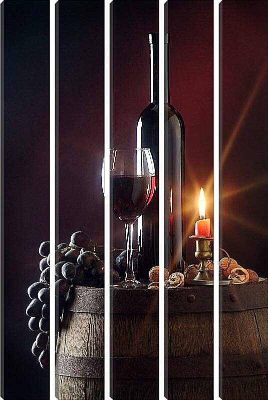 Модульная картина - Красное вино и свеча