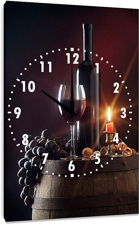 Часы картина - Красное вино и свеча