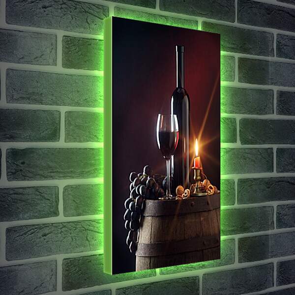 Лайтбокс световая панель - Красное вино и свеча