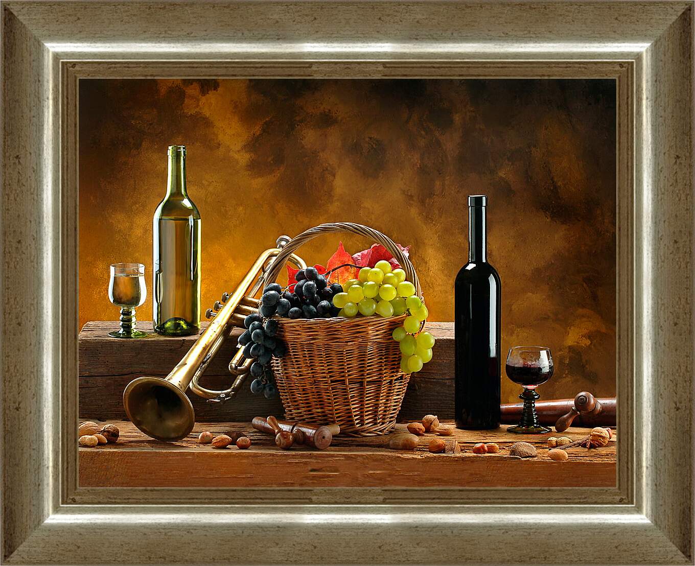 Картина в раме - Белое и красное вино