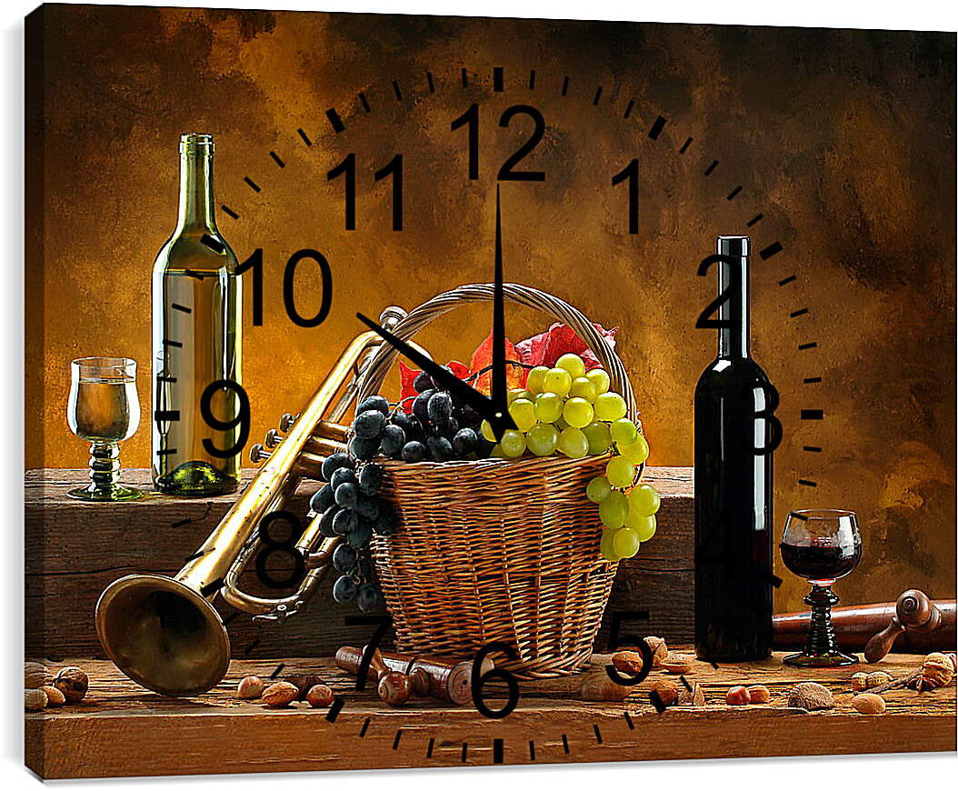 Часы картина - Белое и красное вино