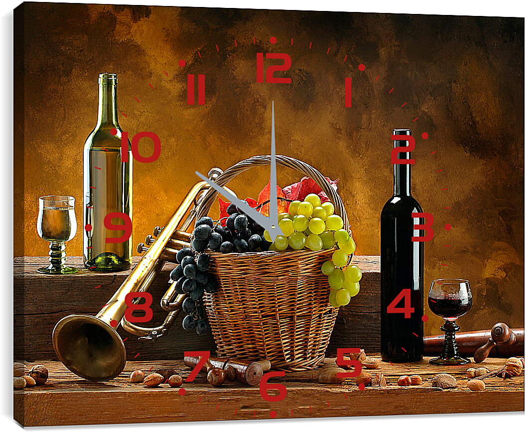 Часы картина - Белое и красное вино