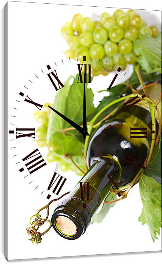 Часы картина - Бутылка вина в лозе