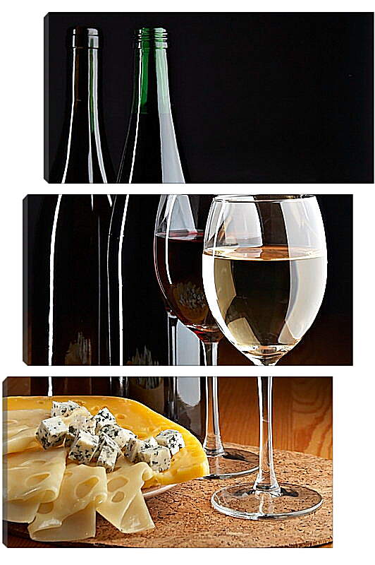 Модульная картина - Вино и сыр