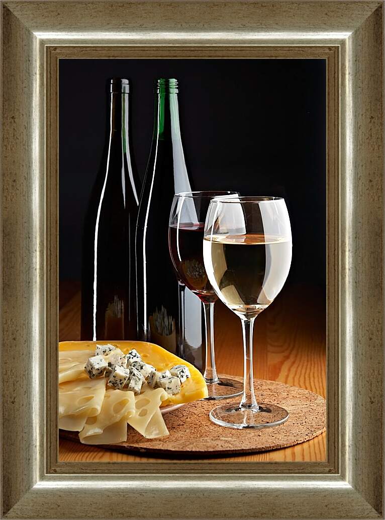 Картина в раме - Вино и сыр
