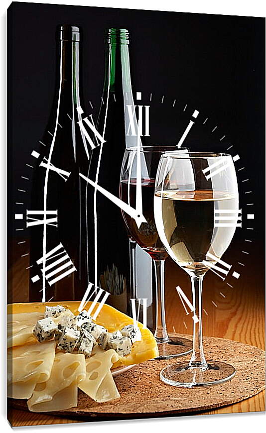 Часы картина - Вино и сыр
