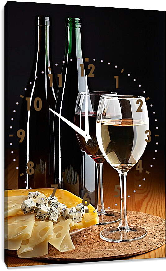 Часы картина - Вино и сыр