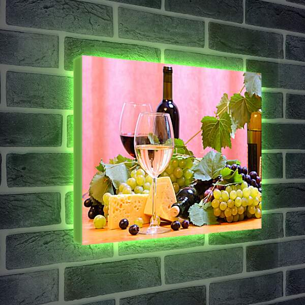 Лайтбокс световая панель - Виноград, сыр и вино