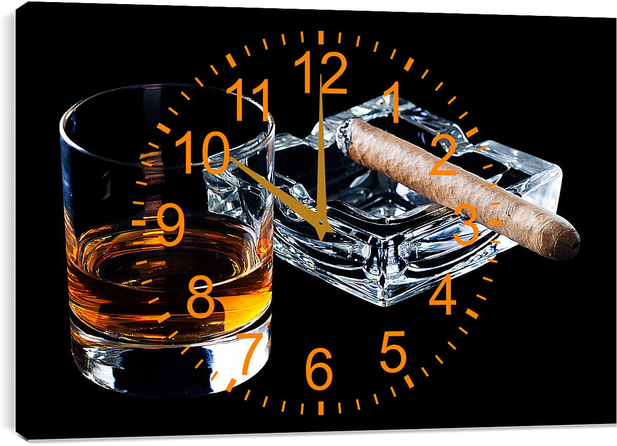 Часы картина - Виски и сигара
