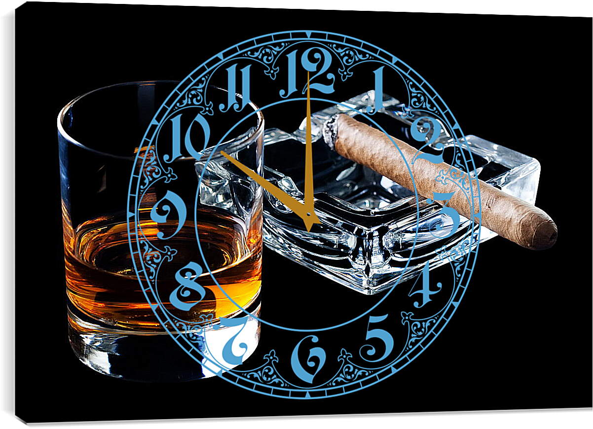 Часы картина - Виски и сигара