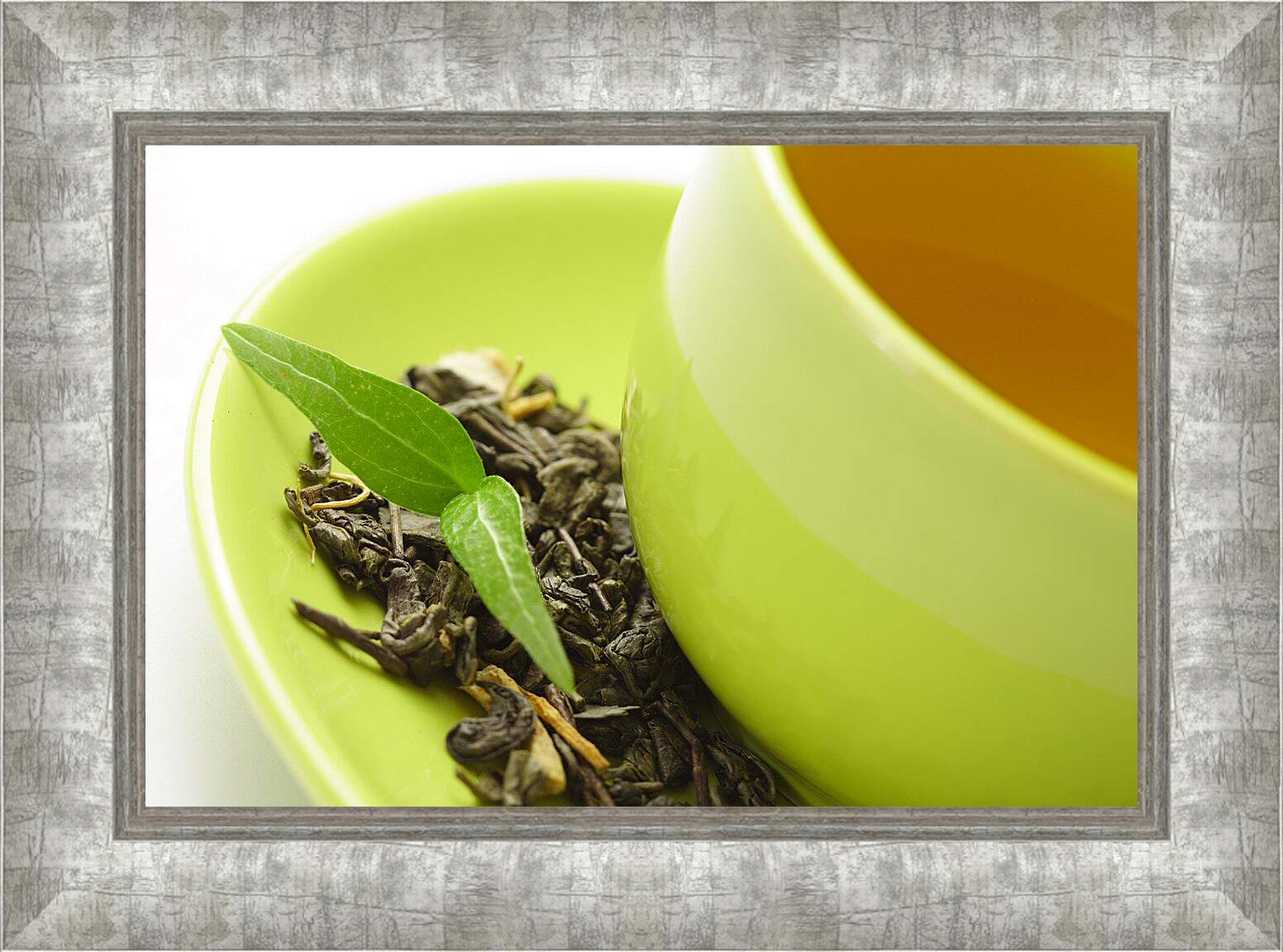 Картина в раме - Чаинки зеленого чая