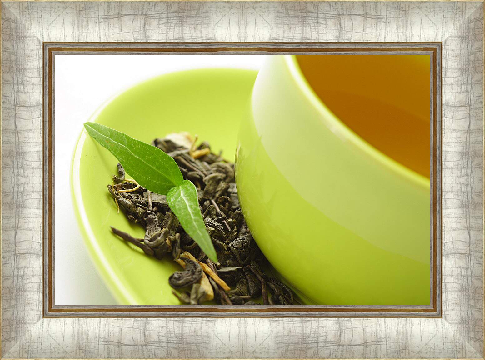 Картина в раме - Чаинки зеленого чая