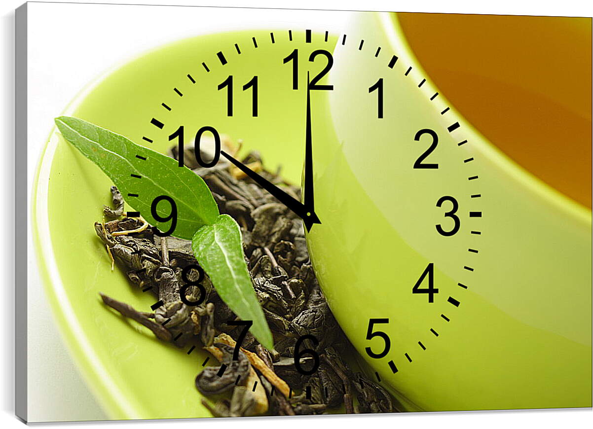 Часы картина - Чаинки зеленого чая