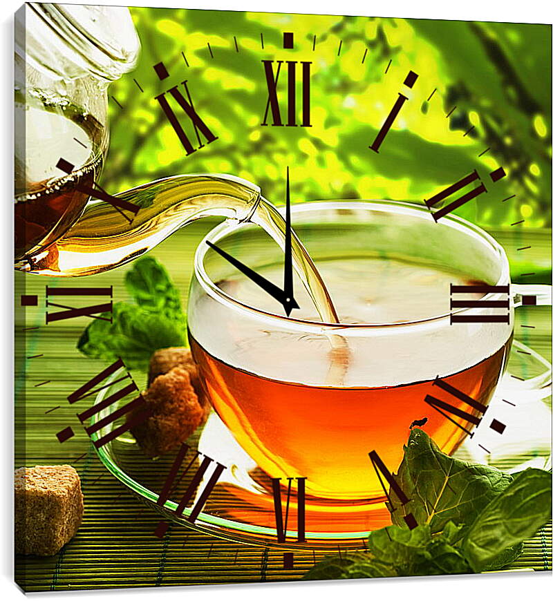Часы картина - Чай с тростниковым сахаром