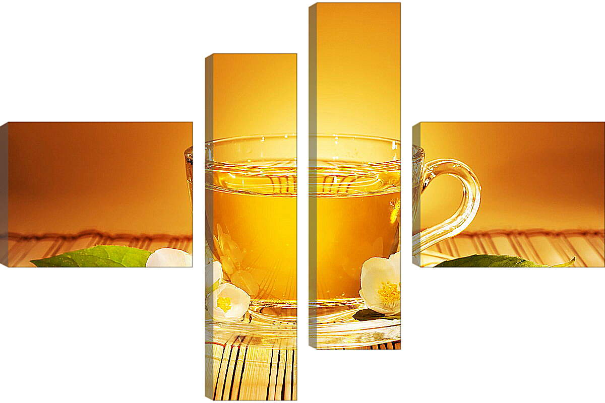 Модульная картина - Чай и цветочки на блюдце