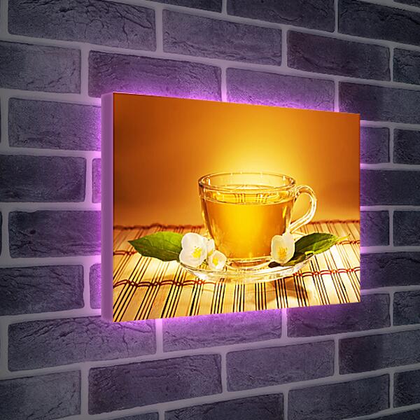 Лайтбокс световая панель - Чай и цветочки на блюдце
