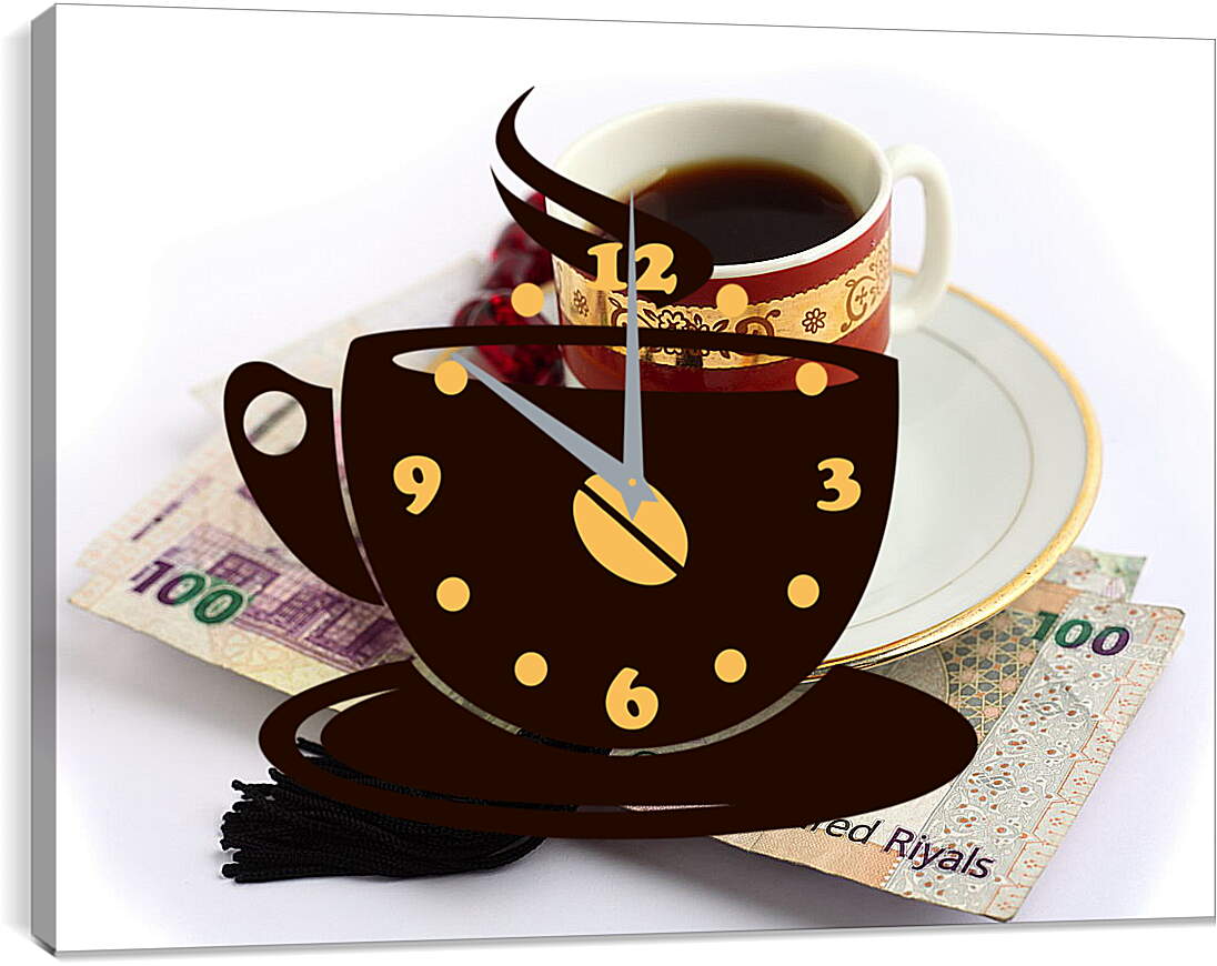 Часы картина - Кофе и деньги