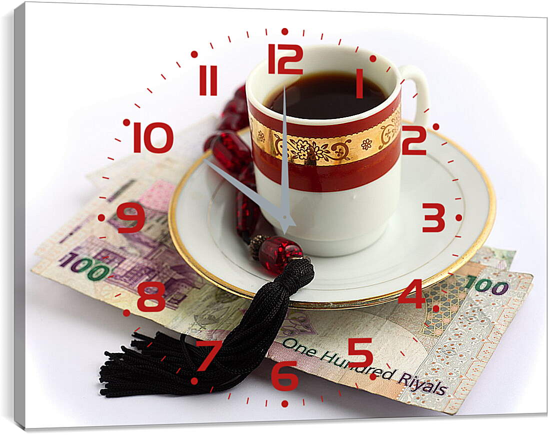 Часы картина - Кофе и деньги