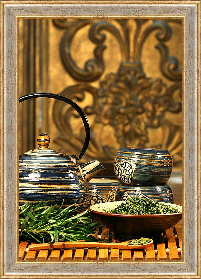 Картина в раме - Чай и деревянная ложка