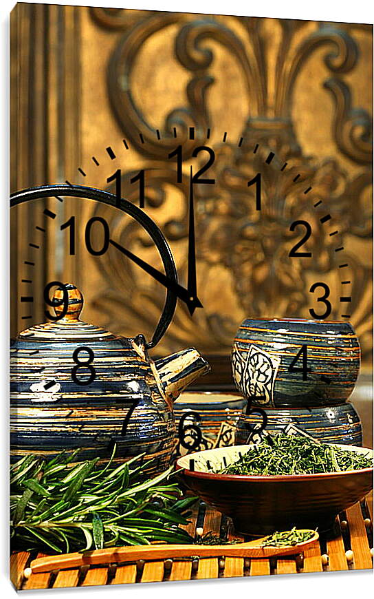 Часы картина - Чай и деревянная ложка