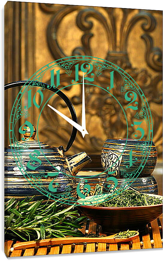 Часы картина - Чай и деревянная ложка