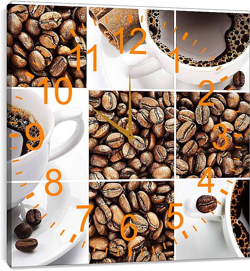 Часы картина - Коллаж с кофе