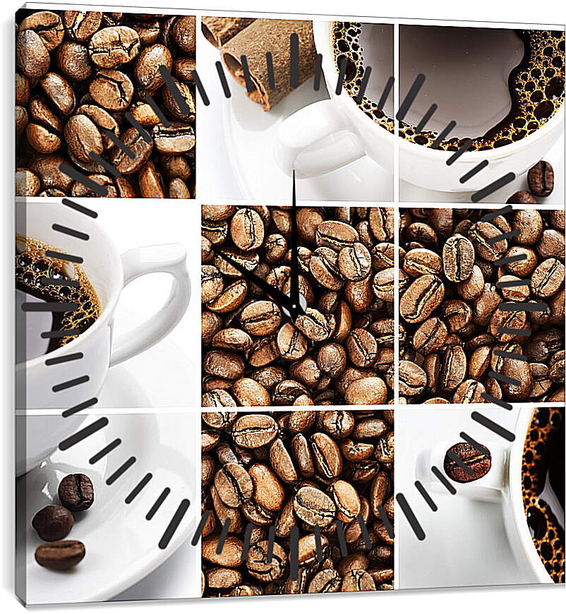 Часы картина - Коллаж с кофе