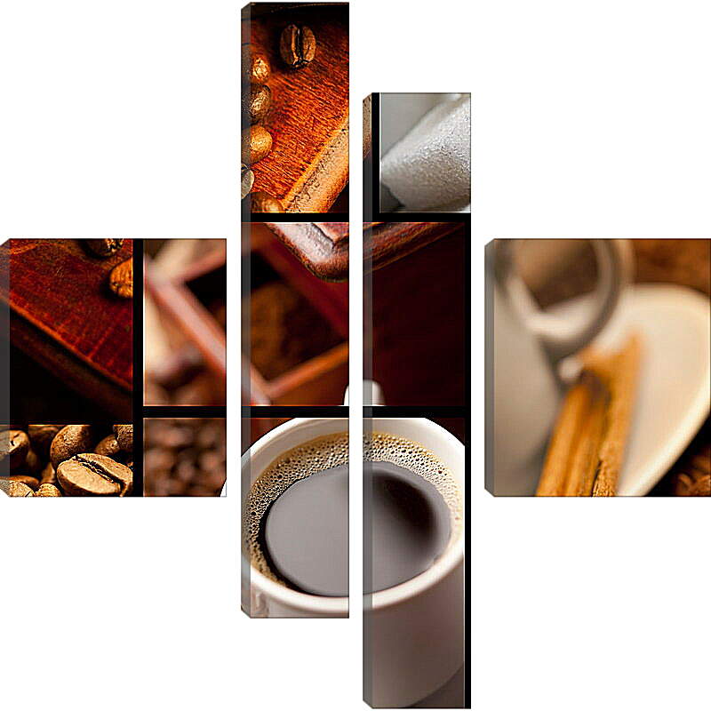 Модульная картина - Кофе с корицей и сахар