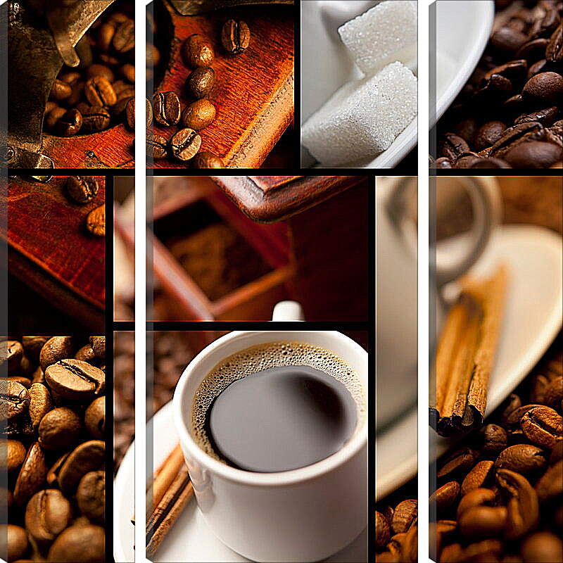 Модульная картина - Кофе с корицей и сахар