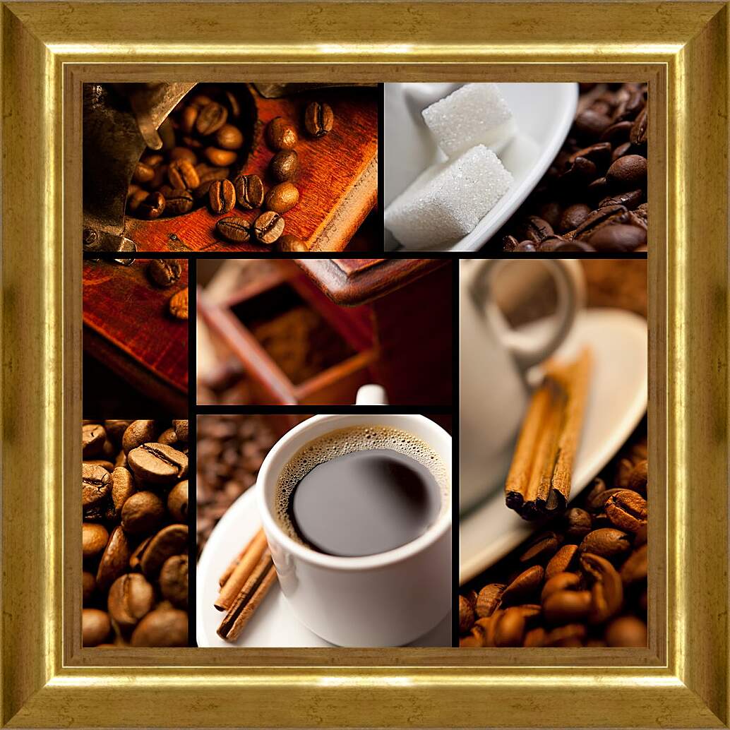 Картина в раме - Кофе с корицей и сахар