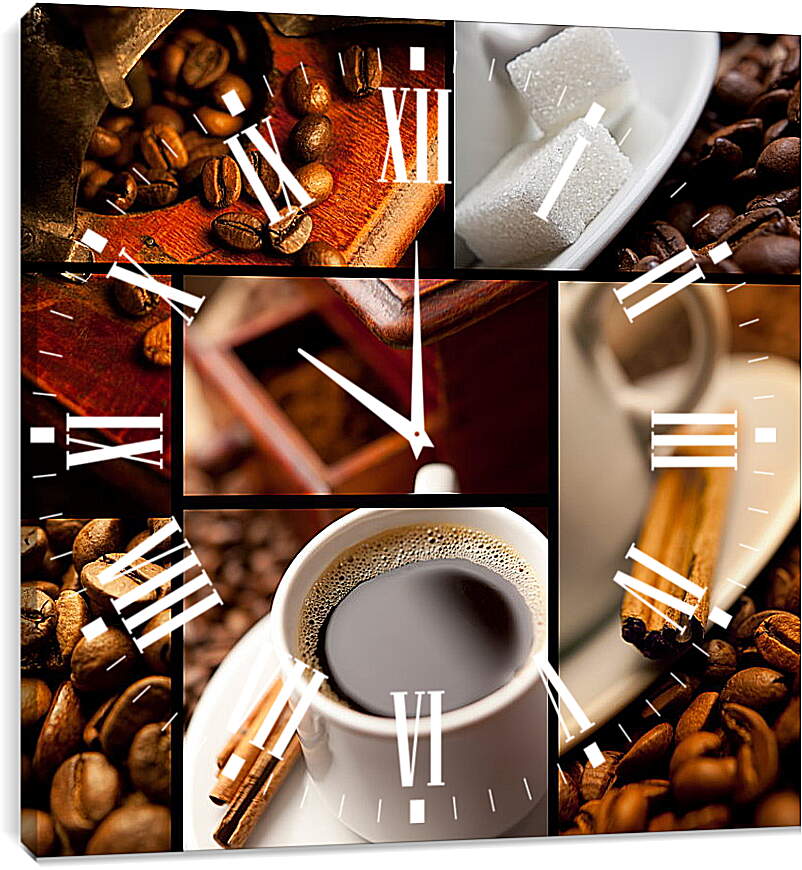 Часы картина - Кофе с корицей и сахар